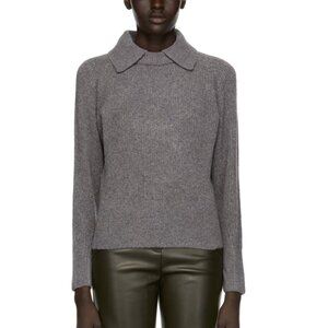 Proenza Schouler Grey Wool & Cashmere Collared Sweater, size S